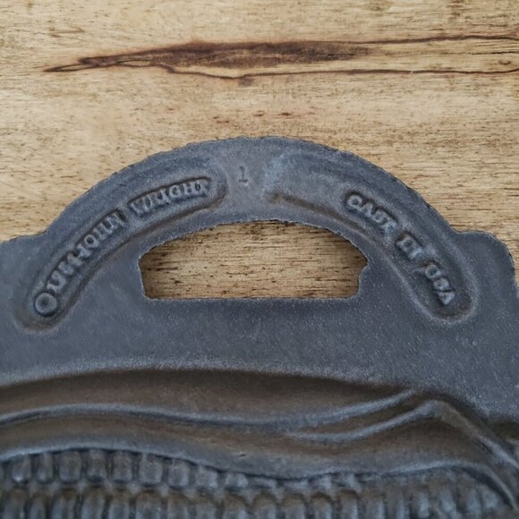 Vtg 1984 John Wright Cast Iron 5 Ear Cornbread Baking Pan Mold Rustic Farmhouse - Picture 9 of 12